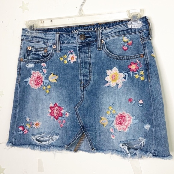 AMERICAN eagle button fly denim bo hi mini skirt - Picture 7 of 10